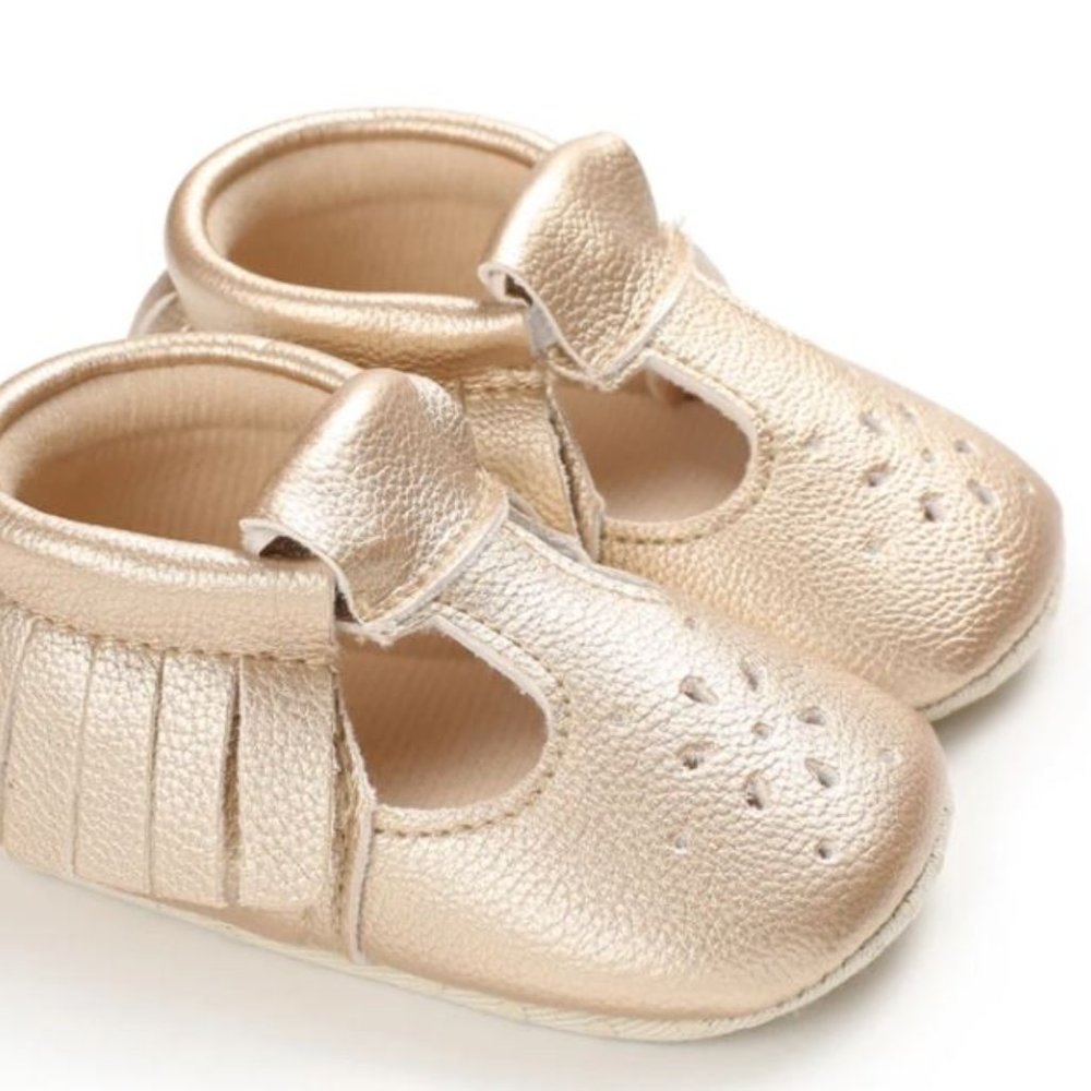 Golden Velcro Baby Shoes